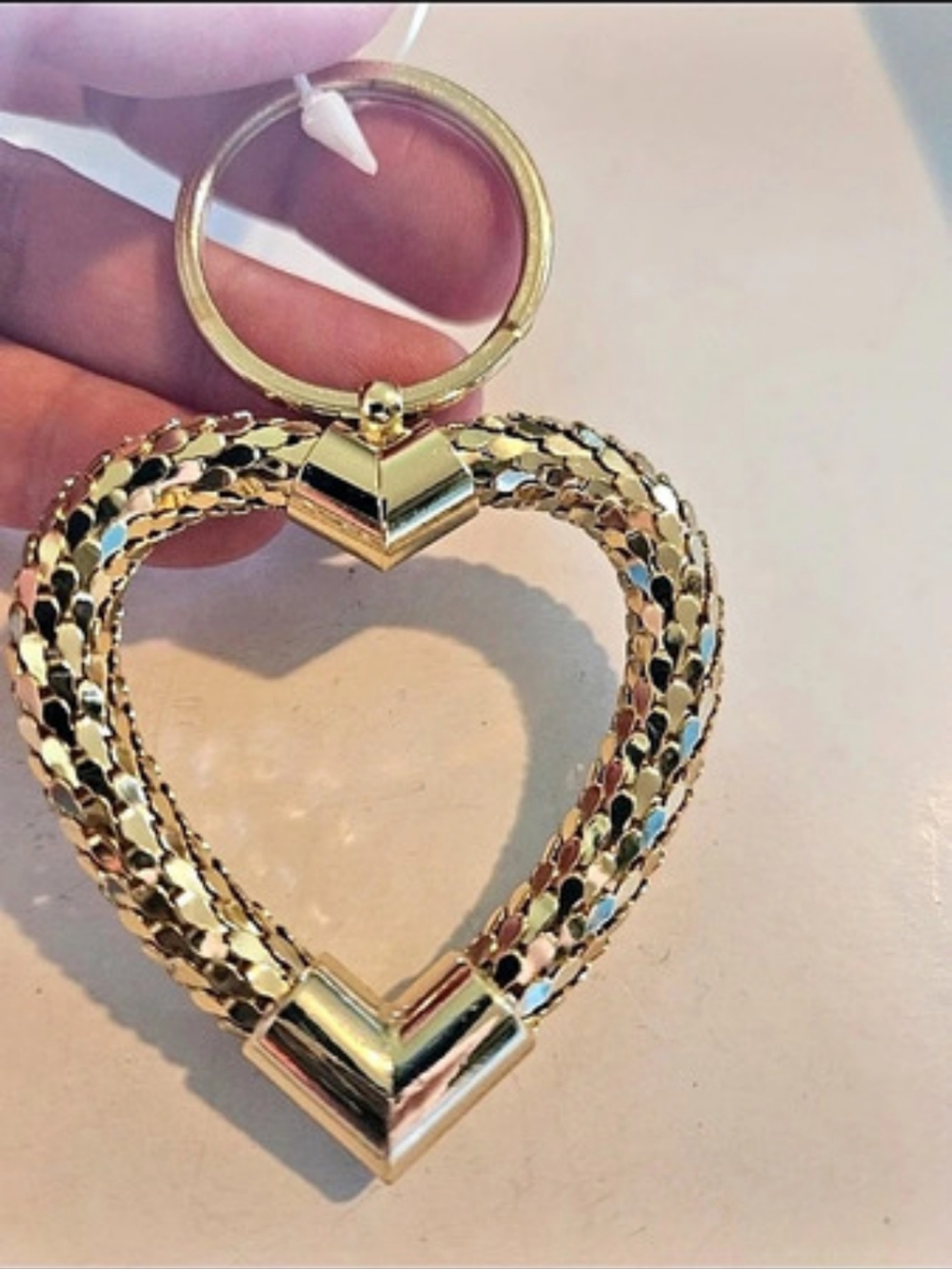 Whiting And Davis Heart pendant keychain Gold & Black Heart Pendant